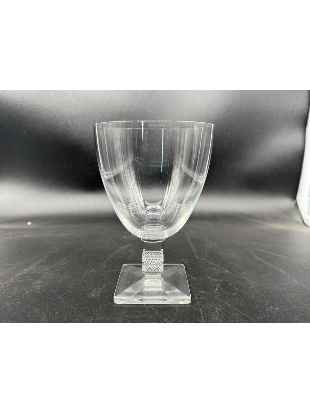 Lalique ARGOS Crystal Square Stem Burgundy Wine Glass France